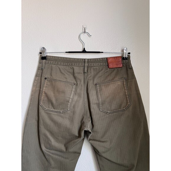 Shockoe Atelier Herringbone Trench Trouser in Olive Green Size 31 *WELL LOVED* - Picture 4 of 6
